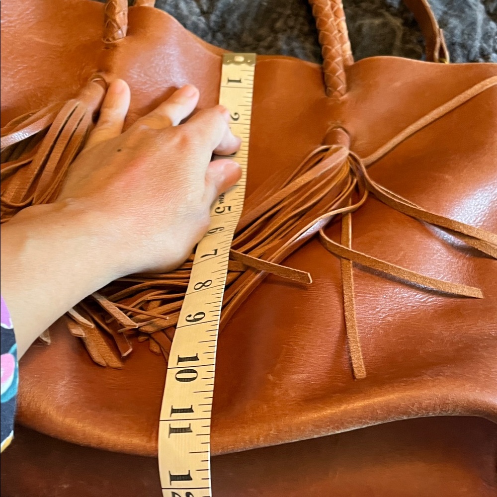 Madewell Tan Leather Tote with Tassels - Picture 10 of 12